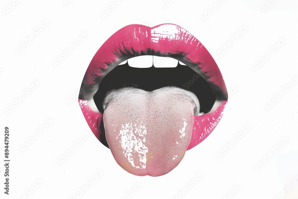 Close-up of an open mouth with a tongue sticking out. Suitable for ...