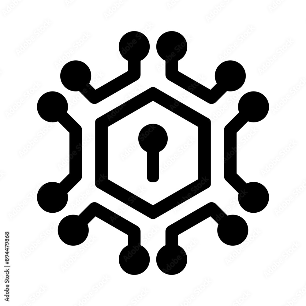 Computer security icon in thin line style. Vector illustration graphic design Computer security icon in thin line style. Vector illustration graphic design