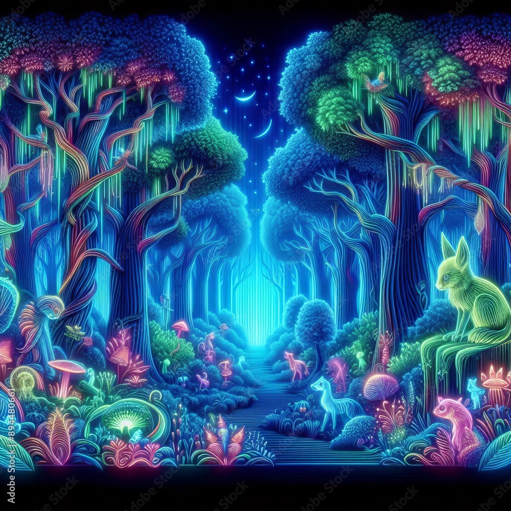 126 47. Neon forest holographic illustration_ A holographic imag 126 47. Neon forest holographic illustration_ A holographic imag