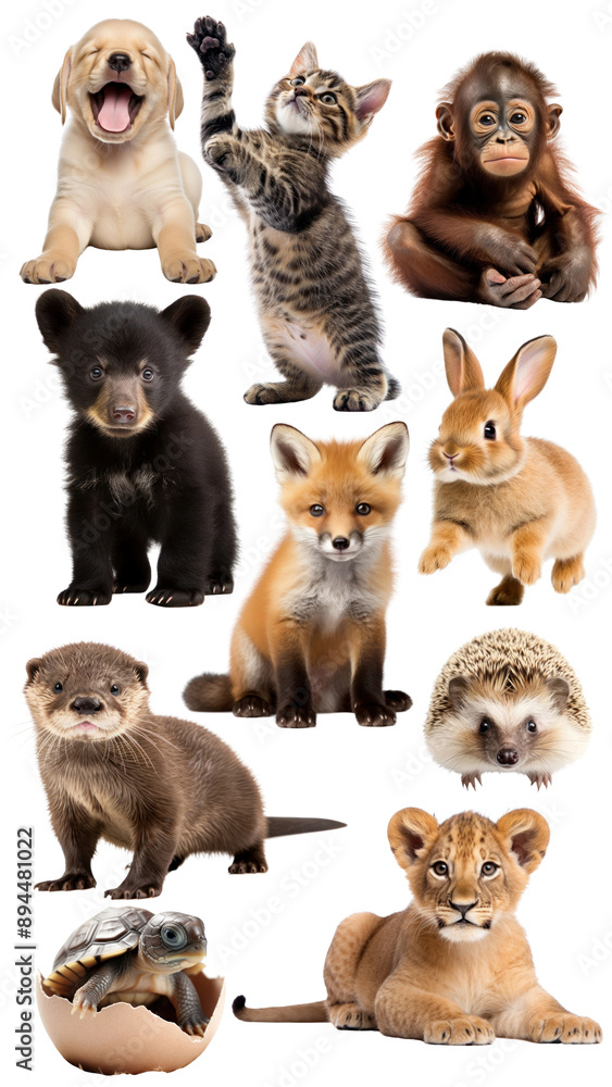 Baby animal png element set, transparent background Baby animal png element set, transparent background