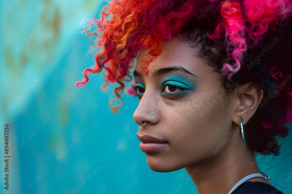 Portrait of a young person with vibrant, unique hair color and style.
Portrait of a young person with vibrant, unique hair color and style.