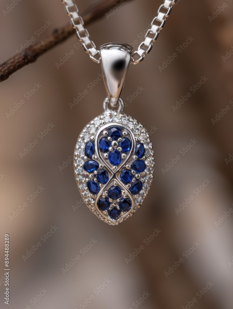 Elegant blue and silver pendant necklace Elegant blue and silver pendant necklace