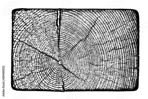 Obraz na płótnie Tree texture on white background. Distressed wood overlay textured. Old wooden design element. Cross section tree rings cut slice. Vector illustration. EPS 10. w salonie