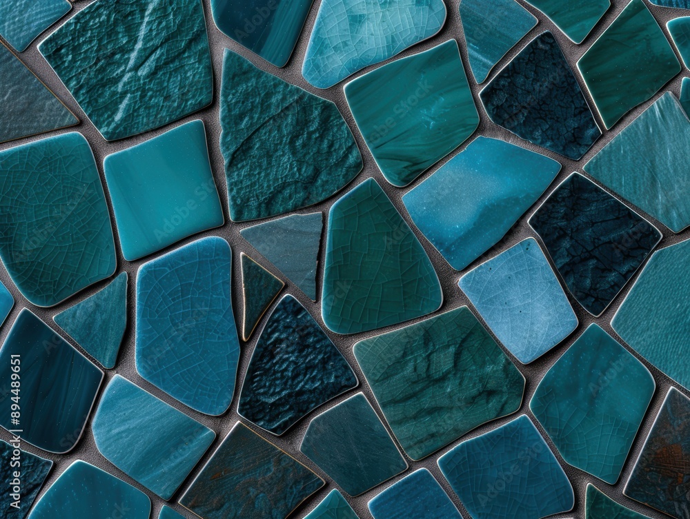 Mosaic pattern of abstract teal and black tiles Mosaic pattern of abstract teal and black tiles