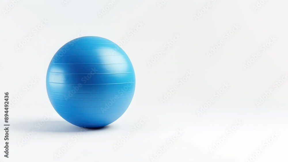 Blue yoga ball on a white background, exercise tool, gym accessory, physical training Blue yoga ball on a white background, exercise tool, gym accessory, physical training