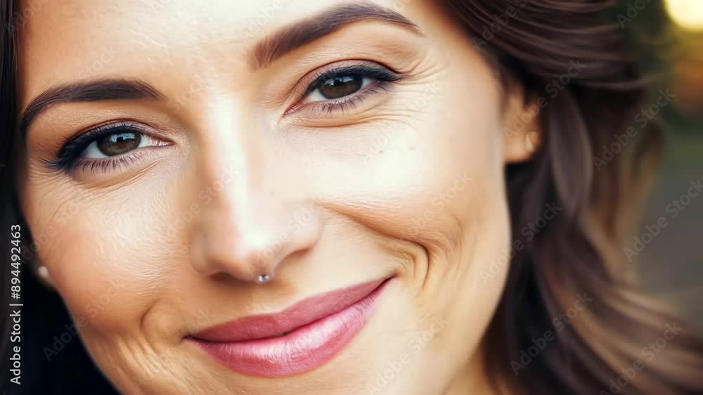 Serene close-up portrait of a beautiful woman with a peaceful expression under soft lighting. Serene close-up portrait of a beautiful woman with a peaceful expression under soft lighting.