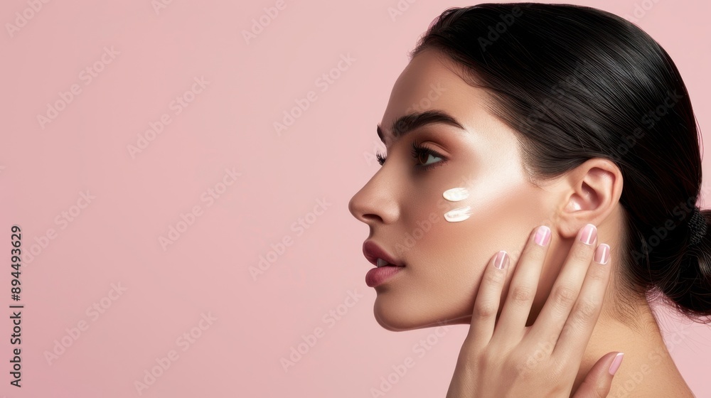 The woman with facial cream The woman with facial cream