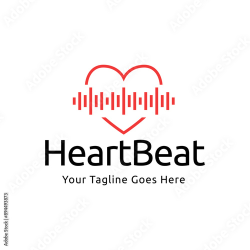 Heart beat logo vector, ECG Logo vector illustration.