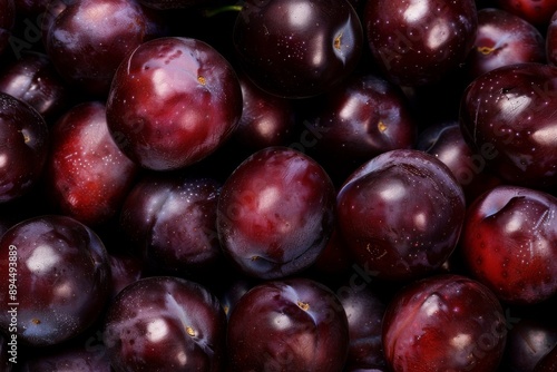 Fresh, ripe, organic plums. Close-up. Top View. Beautiful simple AI generated image in 4K, unique.