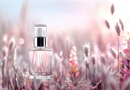 Glass Dropper Bottle in Field of Flowers