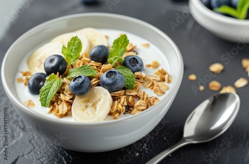 Granola, Banana, and Blueberry Breakfast Bowl