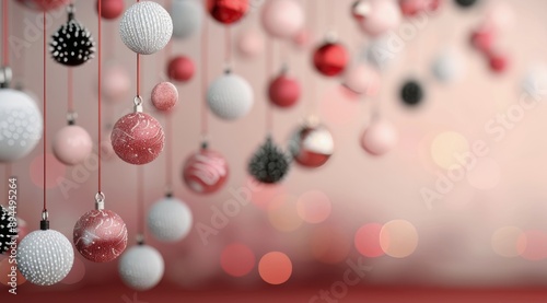 Red and White Christmas Ornaments Hanging