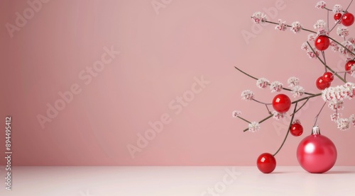 Pink and Red Ornaments on a Blue Wall