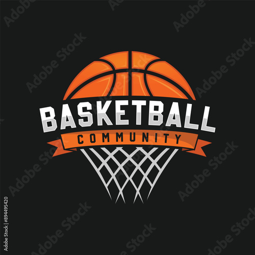 Basketball club logo, emblem, designs with ball. Sport badge vector illustration