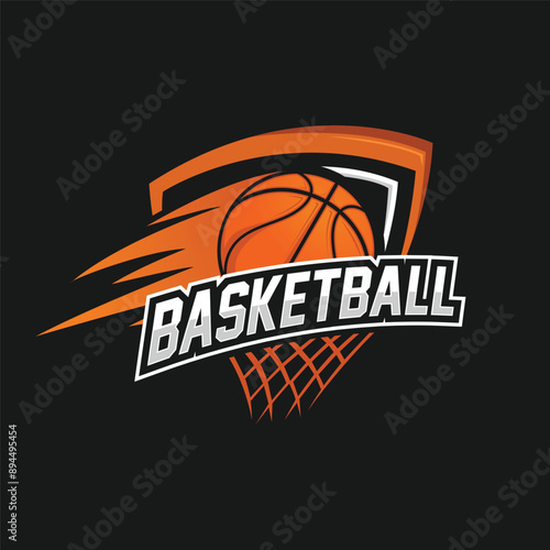 Basketball logo with swoosh design