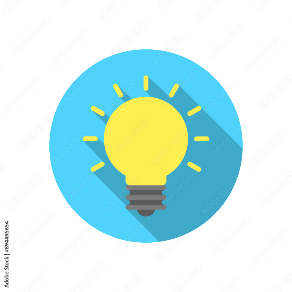 Light bulb flat icon with long shadow. Insight, idea concept Light bulb flat icon with long shadow. Insight, idea concept