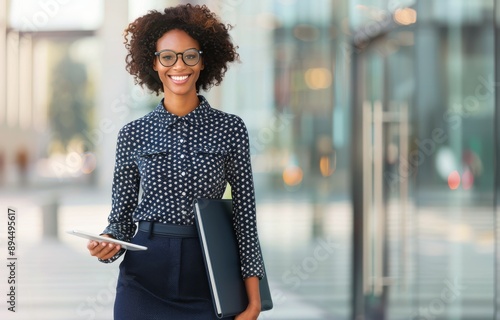 Smiling Woman With Folder