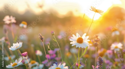Wildflowers In Golden Sunset Light