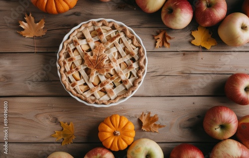 Apple Pie With Autumn Decor