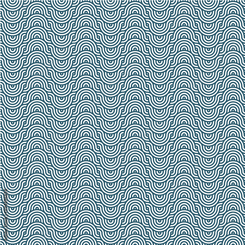 seamless blue wave pattern line art background