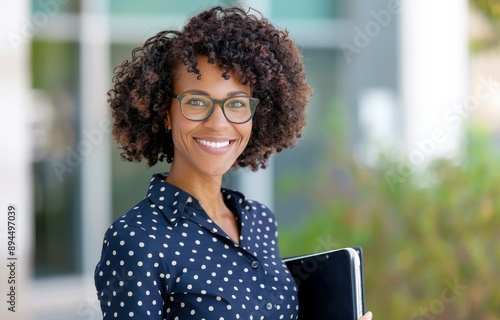 Smiling Woman With Folder