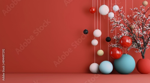 Red and White Christmas Ornaments Hanging