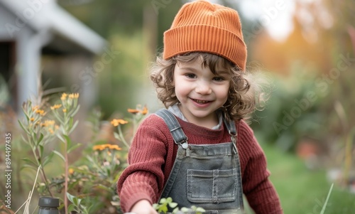Little Girl Smiling in Garden