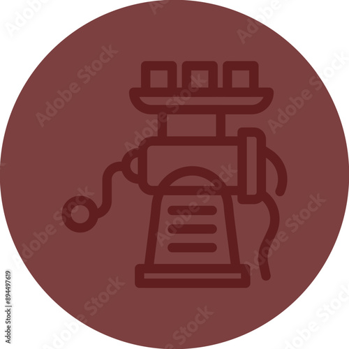 Meat Grinder Vector Line Maroon Circle Maroon