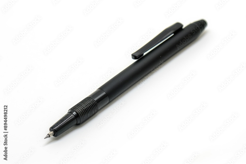 Black pen on white background, clear focus, simplicity signaling Black pen on white background, clear focus, simplicity signaling