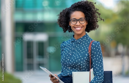 Smiling Woman With Folder