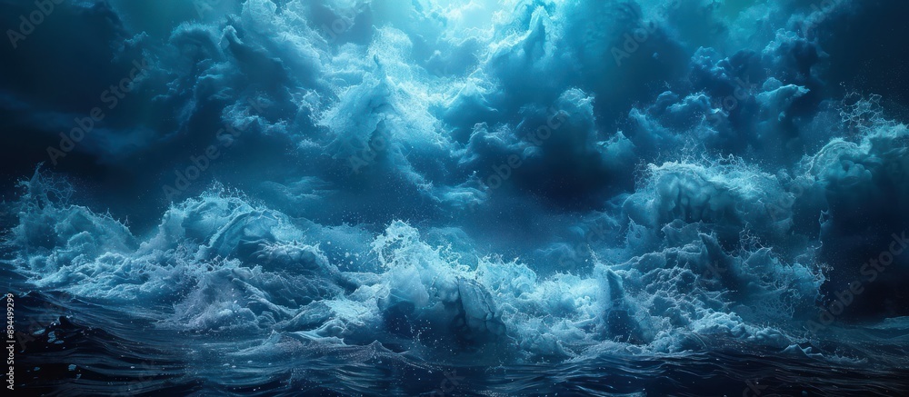 Fototapeta premium Turbulent Ocean Waves Under a Dark Sky