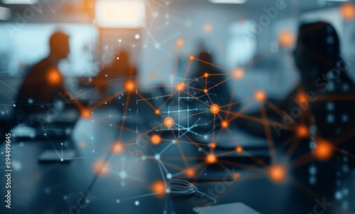 Networked Workplace With Blurred Silhouettes