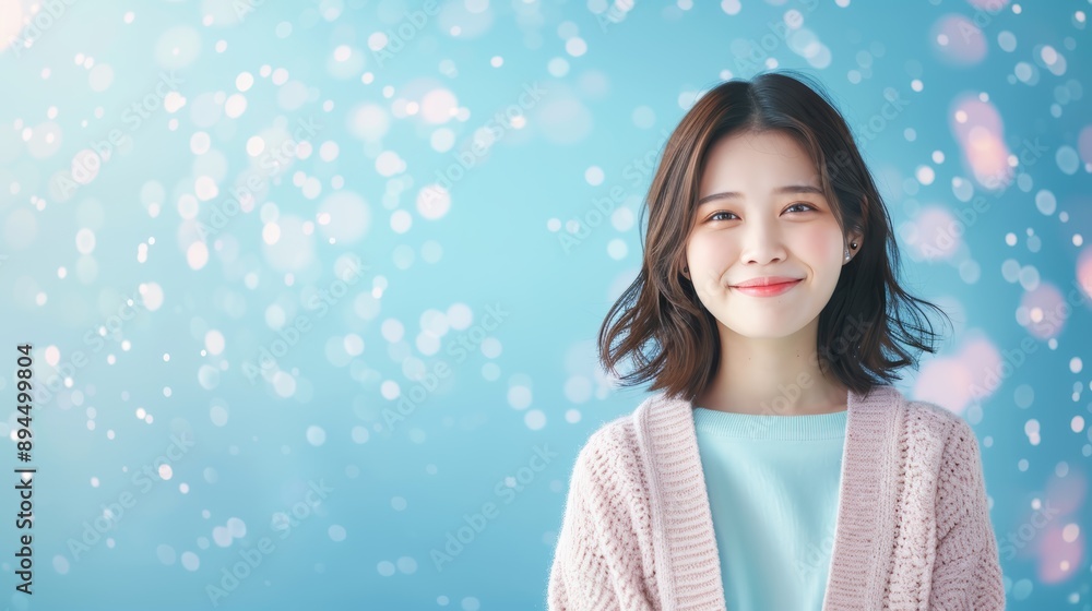 Smiling Woman on Blue Background Smiling Woman on Blue Background