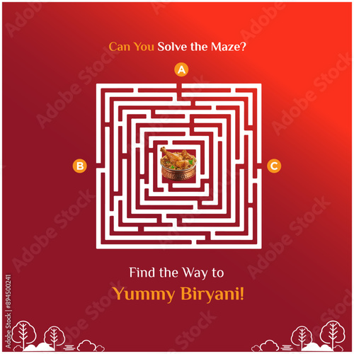 Birayni Food Concept Guess the way to Biryani _ Maze Challenge Creative Scail media Post