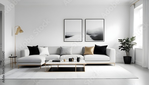 Photo interior modern design room 3d illustration