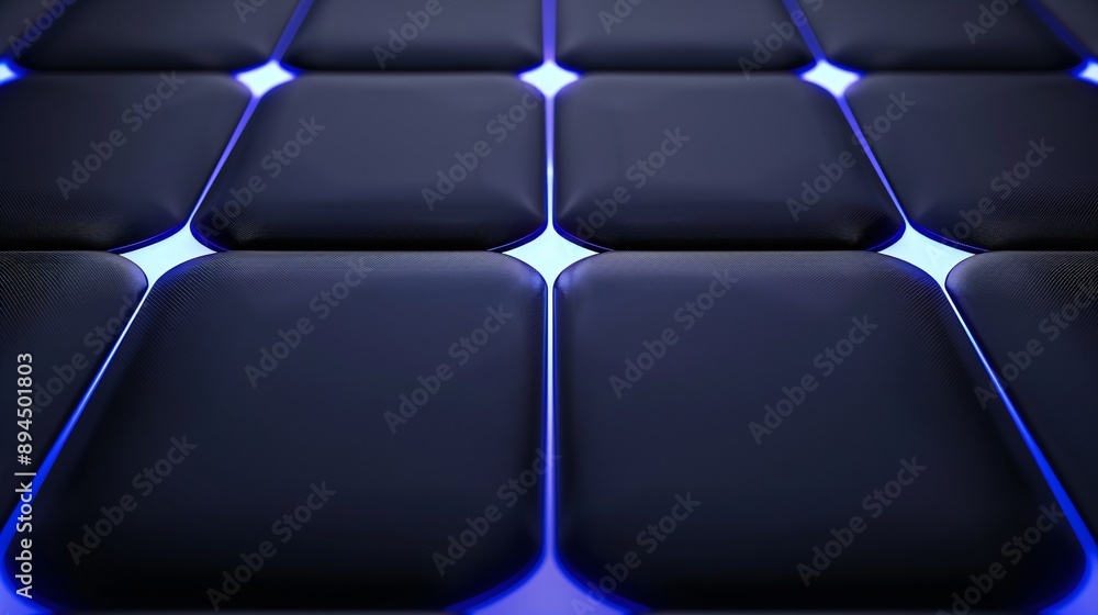Fototapeta premium Close-up of the texture on a solar cell surface, lab environment, micro-textures highlighted, high resolution, detailed and tactile.
