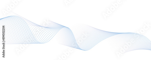 Dynamic sound wave isolated on white background. Musical particle pulsing. Blue energy flow concept. 3D rendering