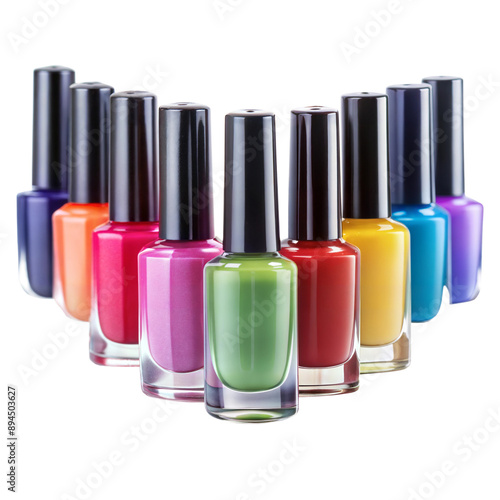 Assorted nail polish bottles in various colors, promoting beauty and cosmetics