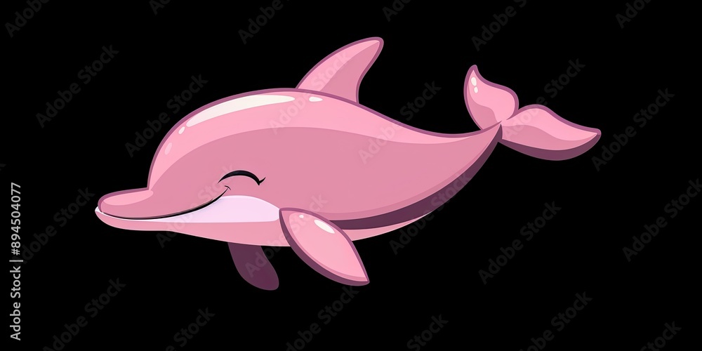 Illustration of cute dolphin cartoon smiling on black background Illustration of cute dolphin cartoon smiling on black background
