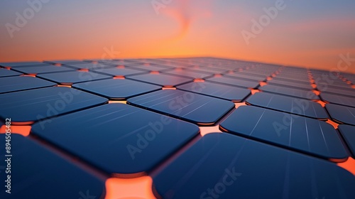 Macro shot of the anti-reflective coating on a solar cell, neutral background, layered structure visible, sharp and detailed, technical and precise. photo