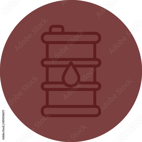 Oil Barrell Vector Line Maroon Circle Maroon