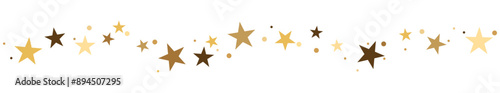 Gold stars border. Vector star banner, divider