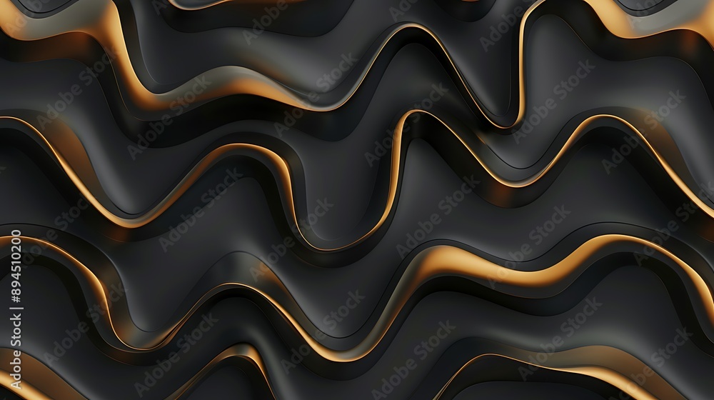 Abstract Black and Gold Wavy Background. Abstract Black and Gold Wavy Background.