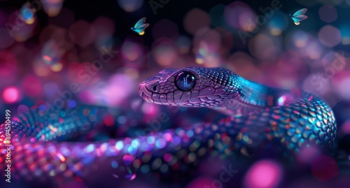 Snake in Pink and Blue Lights