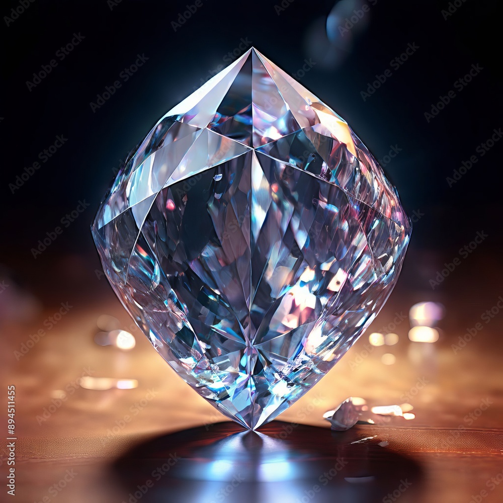 a holographic image of a sparkling diamond with facets that cat a holographic image of a sparkling diamond with facets that cat