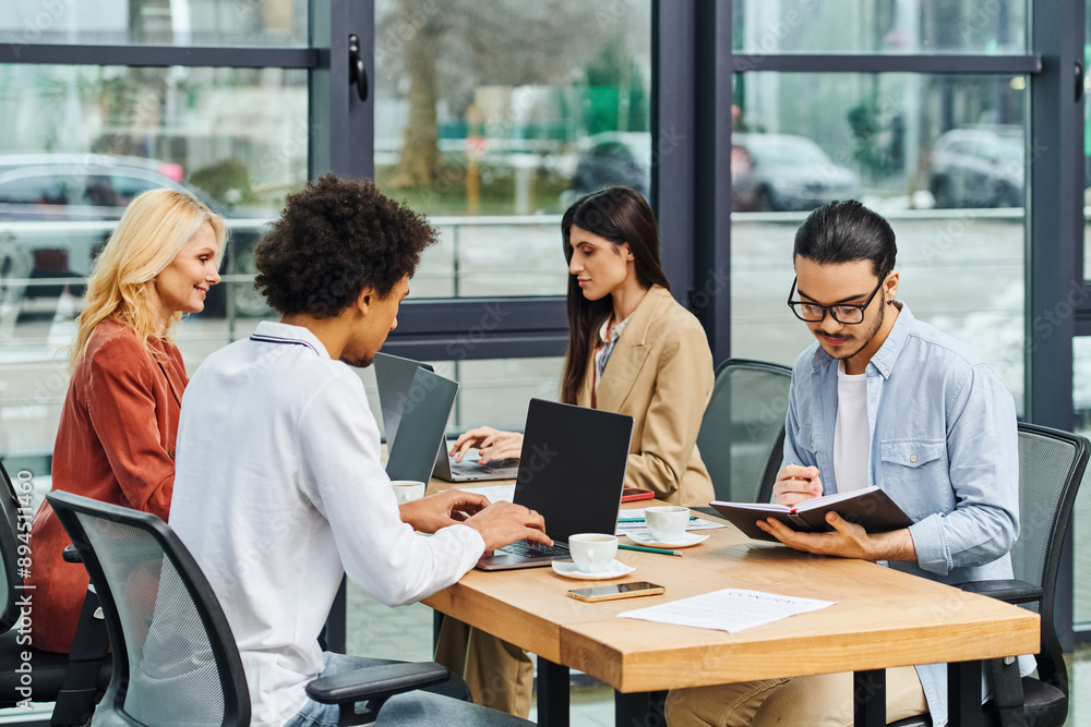 Job seekers participating in a structured interview at an office table. Job seekers participating in a structured interview at an office table.