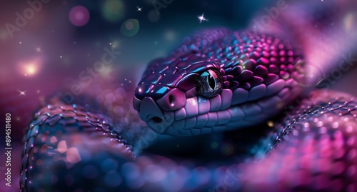 Snake in Pink and Blue Lights