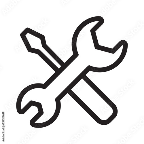 Hand tools icon in thin line style. Vector illustration graphic design