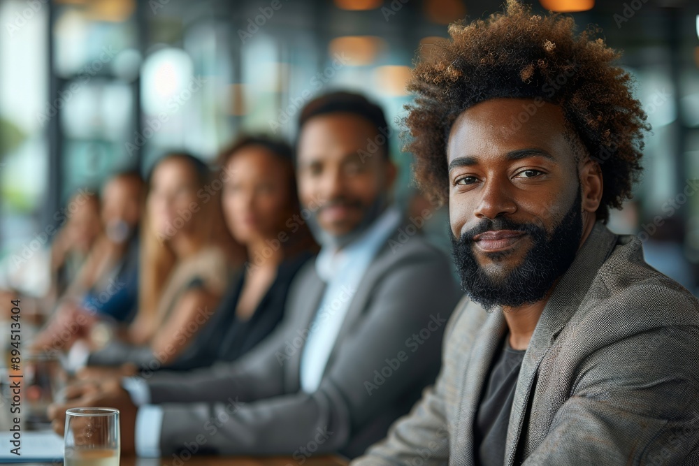 Diverse business partners having a serious conversation at a large table in a modern office. Generative AI Diverse business partners having a serious conversation at a large table in a modern office. Generative AI