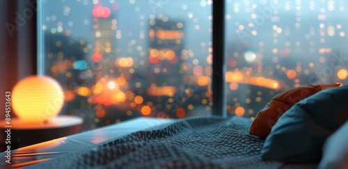 Rainy Evening City View From Bed